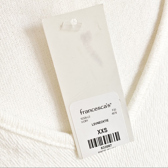 NWT Francesca's Jun & Ivy Ivory V-Neck Tie Front Top - Picture 5 of 16